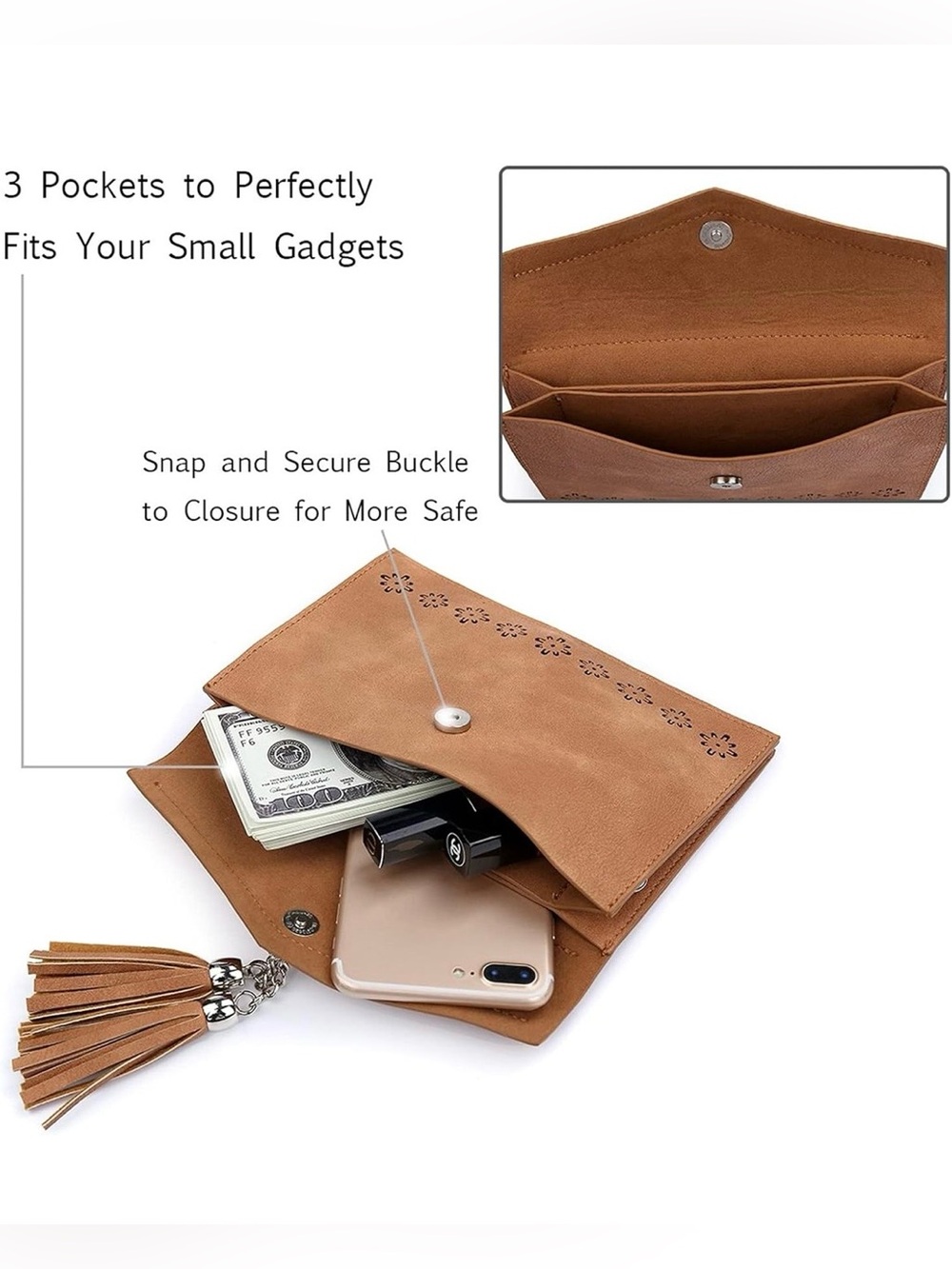 Small Crossbody Bag with Tassel Wallet Purse - NWOT - Picture 6 of 7